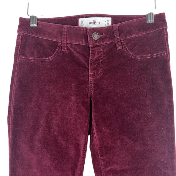 Hollister Women's Skinny Pants in Deep Burgundy - Picture 2 of 4